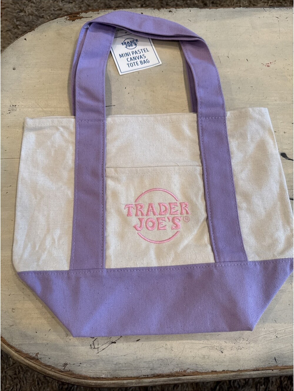 Trader Joe’s Mini Pastel Purple Canvas Tote Bag New W Tags
